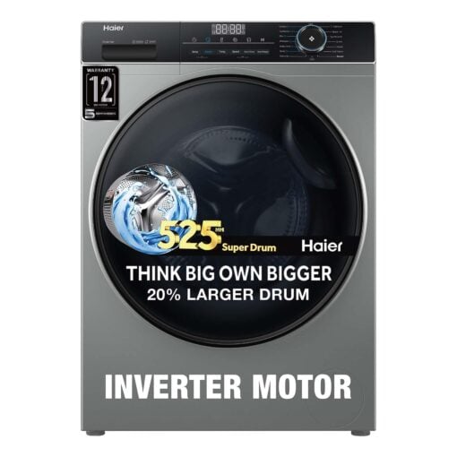Haier 8 Kg 5 Star Inverter Direct Motion Motor Fully Automatic Front Load Washing Machine (HW80-IM12929CS3, 525 Super Drum, Puri Steam, 2023 Model, Ore Silver)