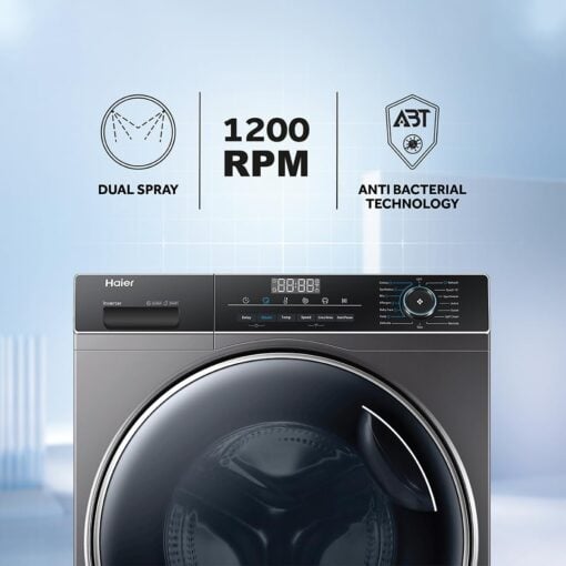 Haier 8 Kg 5 Star Inverter Direct Motion Motor Fully Automatic Front Load Washing Machine (HW80-IM12929CS3, 525 Super Drum, Puri Steam, 2023 Model, Ore Silver) - Image 3
