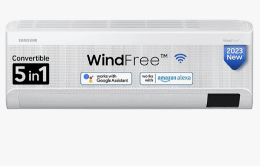 Samsung 1 Ton 3 Star Wi-fi Enabled, Wind-Free Technology Inverter Split AC (Copper, Convertible 5-in-1 Cooling Mode, Anti-bacterial Filter, 2023 Model AR12CYLANWK White)