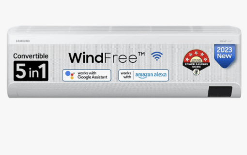 Samsung 1.5 Ton 5 Star Wi-fi Enabled, Wind-Free Technology Inverter Split AC (Copper, Convertible 5-in-1 Cooling Mode, Anti-Bacteria, 2023 Model AR18CYNANWK White)