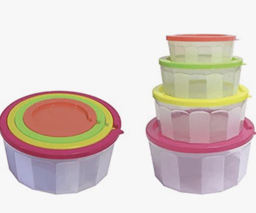 Aristo Houseware Diamond Plastic Storage Container 4 Pcs Set, Transparent Clear, Multi