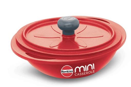 Hawkins 0.75 Litre Mini Casserole with Lid, Round Series Die-Cast pan for Cooking, Reheating, Serving and Storing, Red (MCRR75)