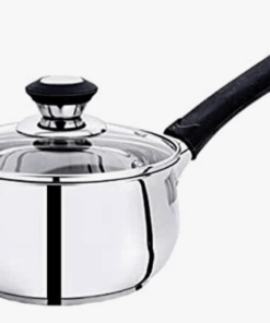 Praylady Ecstasy Series 3 Ply Base Sauce Pan 18 cm | Stainless Steel Sauce Pan with Glass Lid | 2.8 litres Capacity | Induction and Gas Stove Friendly | Milk Pan with Lid |