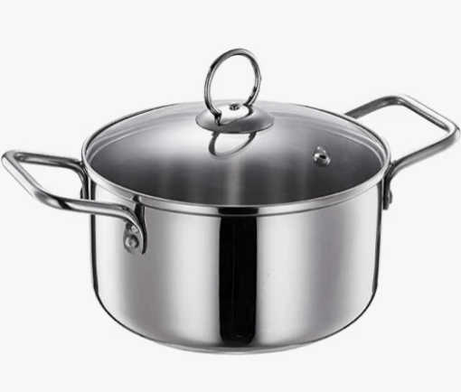Praylady - 50214 Dura Plus Stock Pot with Glass Lid, 18 cm, Silver