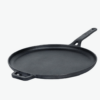 Meyer Pre-Seasoned Cast Iron Flat Dosa/ Roti/ Chapati Tawa Pan with Stick Handle, Dosa Kallu, Iron Tawa Big Size | Pre-Seasoned Cast Iron Cookware | Gas and Induction Compatible | 28cm, Black