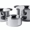 Meyer Kitchen Hacks Nickel Free Stainless Steel 3 Piece Casserole Set | Biryani Pot | Induction Cookware Set | Cooking Pot | Cooking Utensils for Kitchen- 16cm/ 20cm/ 24cm, Grey