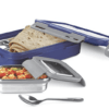 MILTON Steely Super Deluxe Insulated Inner Stainless Steel Big Tiffin Box, 500 ml, with Inner Stainless Steel Container, 175 ml and Spoon, Dark Blue | Kids Lunch Box | Easy to Carry | Easy to Clean