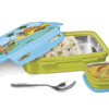 MILTON Steely Elite Big Inner Stainless Steel Kids Tiffin Box, 500 ml, Parrot Green | School Lunch Box | Leak Proof | Outer Plastic | PU Insulated | Food Grade | Inner Container
