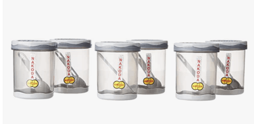 Nakoda Pluto Storage Container & Organizer Set for Kitchen, Refrigerator & Home Use,250 ml Set Of 6 Pcs, plastic