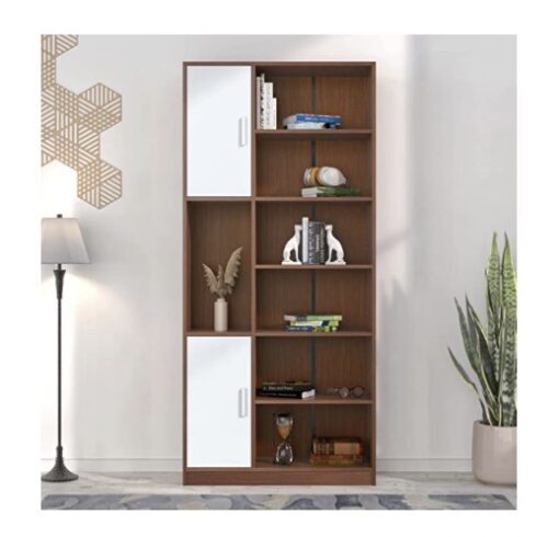 Nilkamal Madden Engineered Wood Semi-Open Book Shelf (Finish Color - Urban Walnut)