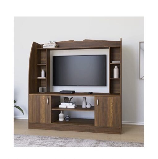 Nilkamal Beaumont Engineered Wood Wall Unit | TV Entertainment Unit Accommodate Upto 32' TV (Classic Walnut)
