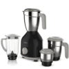 Philips HL7759/00 Mixer Grinder, 750W Turbo Motor, 4 Jars (Black), Edged blade made of superior SS304 material, Quick cool ventilation for longer motor life