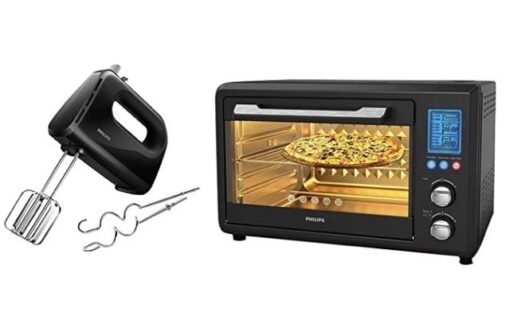 Philips HR3705/10 300-Watt Hand Mixer & HD6976/00 36-Litre Digital Oven Toaster Grill, 2000W, with Opti Temp Technology, Temperature control, Convection Mode, 7-level browning function