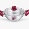 Prestige Platina Popular Stainless Steel Gas and Induction Compatible Kadai with Glass Lid, 220 mm