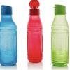 Signoraware Fliptop-Aqua Triangle Plastic Water Bottle Set, 500ml/6cm, Set of 3, Multicolour