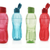 Signoraware Fliptop 1000ml Bpa Free Water Bottles Set of 4, Food Grade, Freezer Safe, Ideal for Office Gym School College Travel Hiking Camping, Plastic Bottle (1 litres, set 4, Assorted)