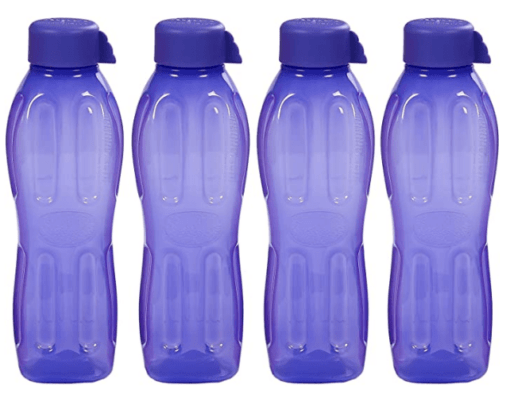 Signoraware Aqua Plastic Water Bottle Set, 1 Litre, Set of 4, Deep Violet