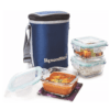 Signoraware Director High Microwave Safe Office Lunch Box Set with Bag | Borosilicate Glass | Safety Lock Airtight Tiffin Containers (Set of 3 – 320ml+320ml +320ml | Transparent)