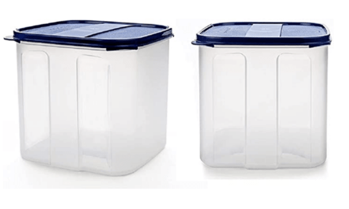 SignoraWare 4.5 Litres Modular Storage Container with Lid | Food Grade Bpa-Free Plastic Jar Boxes | Freezer Microwave Safe Leak-Proof | Spices Atta Grains Organizers (Square 4500ml | Set 2 Mod Blue)