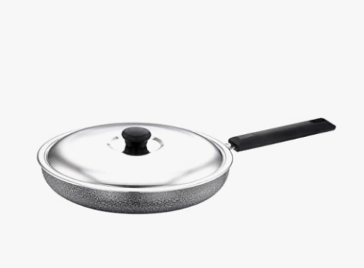 SOWBAGHYA Non Stick Fry Pan with Stainless Steel Lid (Multicolour) | with Soft Touch Handle | Stainless Steel Gas and Induction Compatible Fry Pan
