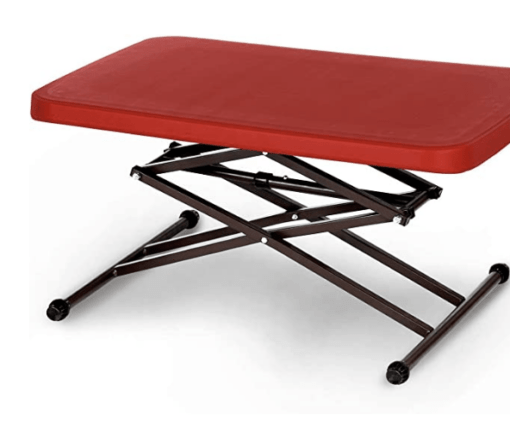 Supreme Scissor Height-Adjustable Multi-Purpose Plastic Table for Work from Home, Study, Dining & Outdoor (Red, Folding table, Rectangular)