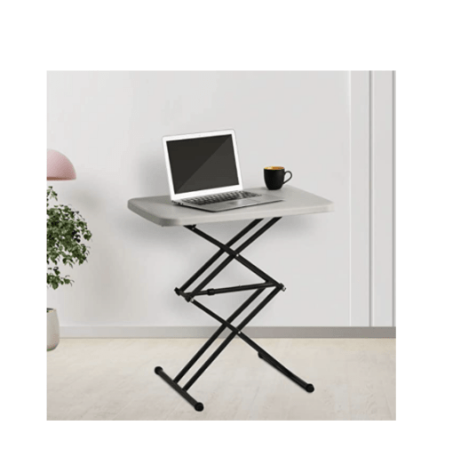 Supreme Scissor Contemporary Height-Adjustable Multi-Purpose Plastic Table for Work from Home, Study, Dining & Outdoor (Grey, Folding Table, Rectangular)