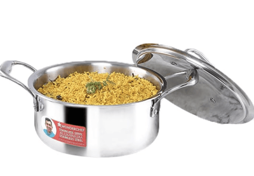 Wonderchef Nigella Tri-ply Stainless Steel 20 cm Casserole | 3 litres | 2.6mm Thickness | Induction Base | Compatible with All cooktops | Riveted Cool-Touch Handle | 10 Year Warranty