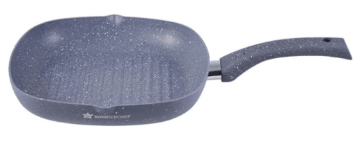 Wonderchef Granite Non-Stick 24cm Grill Pan | Soft-Touch Handles | Virgin Aluminium | PFOA and Heavy Metals Free | 3.5mm Thickness | 1.8 litres | 2 Year Warranty | Grey