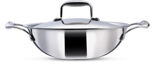 Wonderchef Nigella Tri-ply Stainless Steel 20 cm Kadhai with Lid | 1.5 Litre | 2.6mm Thickness | Kadai with Induction base | Compatible with all cooktops | Riveted Cool-Touch Handle | 10 Year Warranty