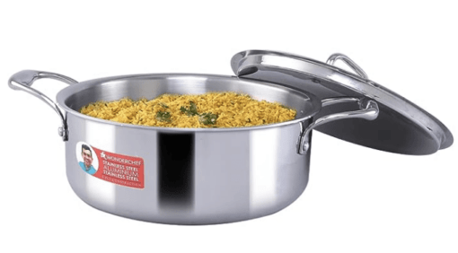 Wonderchef Nigella Tri-ply Stainless Steel 24 cm Casserole | 4.8 litres | 2.6mm Thickness | Induction Base | Compatible with All cooktops | Riveted Cool-Touch Handle | 10 Year Warranty