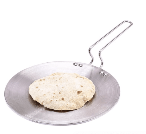 Wonderchef Nigella Tri-Ply 26 cm Roti Tawa | Non-Stick Tawa | 4mm Thickness | Induction Base | Compatible with All cooktops | Riveted Cool-Touch Handle | 10 Year Warranty, Stainless Steel, Silver