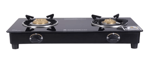 Wonderchef Ultima 2 Burner Manual Glass Cooktop | 6mm Toughened Glass Cooktop | Stainless Steel Drip Tray | Anti-Skid Legs | Large Pan support | Manual Ignition | 360 Degree Revolving Nozzle | Black Steel frame | 2 Year Warranty | Black, Tri-pin,Anti-Skid Legs, Large pan Supports, Manual Ignition, Black