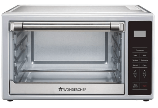Wonderchef Prato Digital Oven Toaster Griller (OTG) 30 Litres with 6 Pre-set Cooking Menus | with Rotisserie, Convection Mode | All in one - Air Fry, Bake, Grill, Dehydrate, Toast, Broil | Oven for Kitchen | Digital Display | Chamber Light, Inner Lamp | Temperature Control | 8 Accessories | 2 Years Warranty | Silver