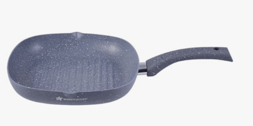 Wonderchef Granite Non-Stick 24cm Grill Pan | Soft-Touch Handles | Virgin Aluminium | PFOA and Heavy Metals Free | 3.5mm Thickness | 1.8 litres | 2 Year Warranty | Grey