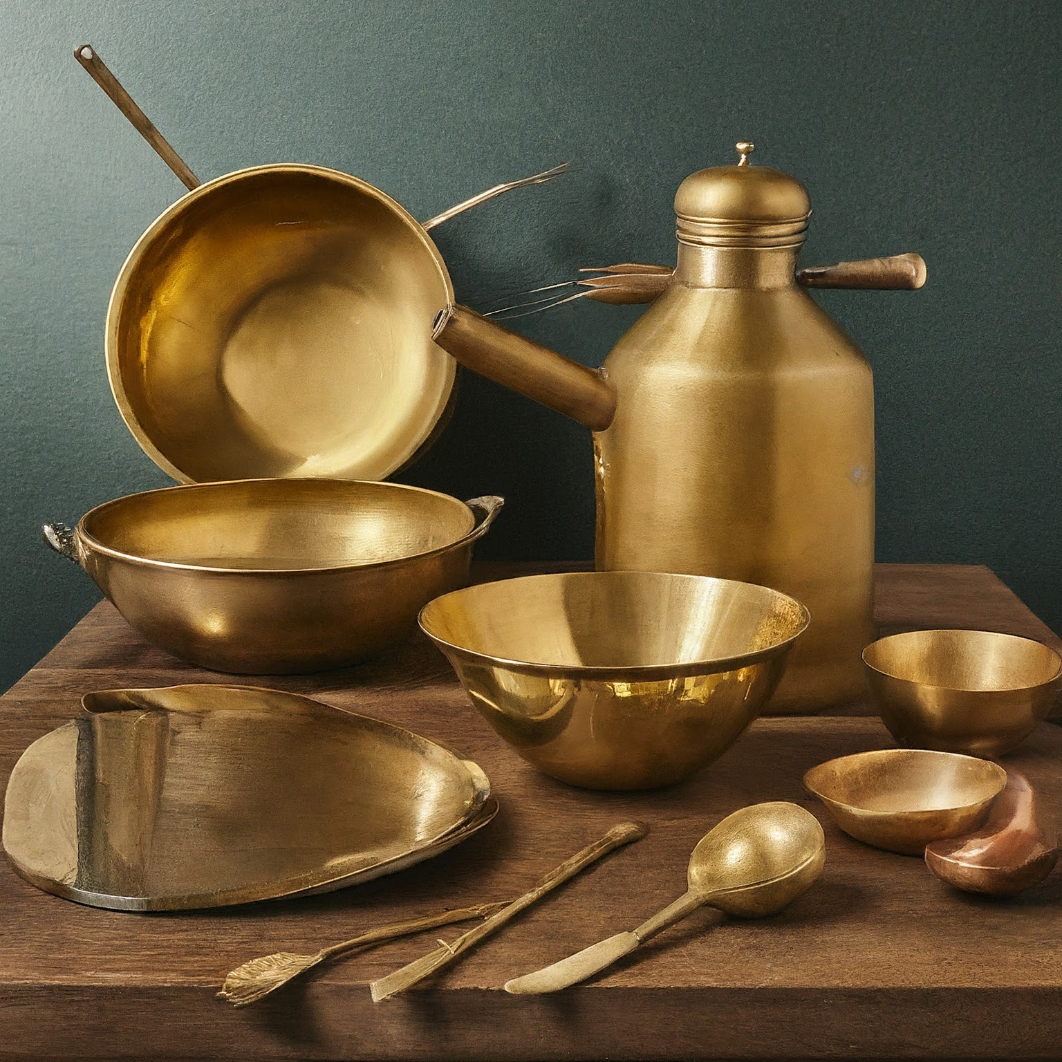 brass kitchen utensils