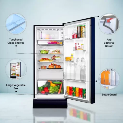 Haier 190 L Direct Cool Single Door 5 Star Refrigerator with Base Drawer with Large Storage Space1 Hour Icing Technology  (Marine Dahelia, HED-205MDB-P) - Image 2