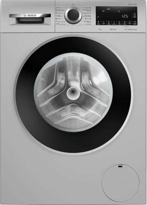 Bosch 9KG 5 Star Series 6 Fully-Automatic Front Loading Washing Machine (WGA244ZSIN Silver, AI active water plus, In-Built Heater)