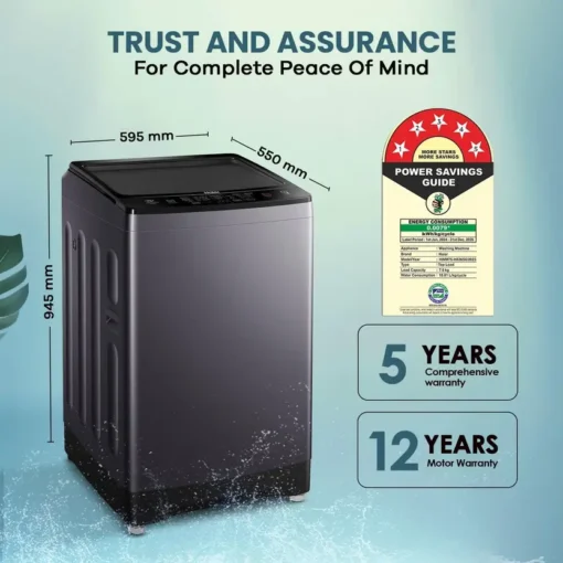 Haier 7.5 kg Fully Automatic Top Load Washing Machine with In-built Heater Black, Grey  (HWM75-H826S6) - Image 2