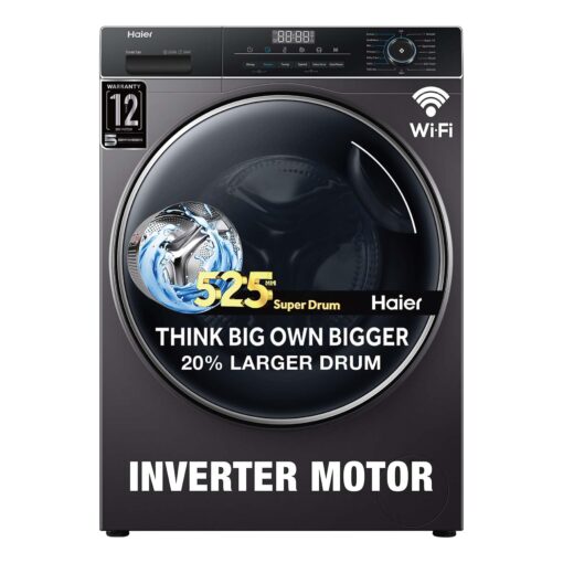 Haier 8 Kg 5 Star Inverter Direct Motion Motor Fully Automatic Front Load Washing Machine (HW80-IM12929CS8U1, 525 Super Drum, Puri Steam, Dark Jade Silver)