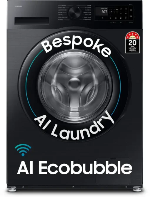 SAMSUNG 12 kg Fully Automatic Front Load Washing Machine with In-built Heater Black, Grey  (WW12DG5B24ABTL)