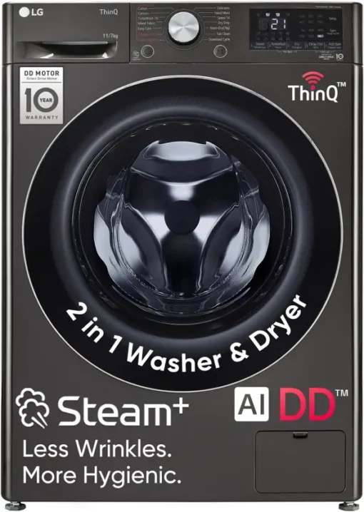 LG 11 kg Fully Automatic Front Load Washing Machine Black, Grey  (FHD1107STB)